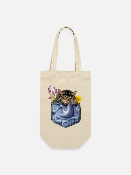 Kätzchen Tasche - Geschenkbeutel für Flaschen - Natur
