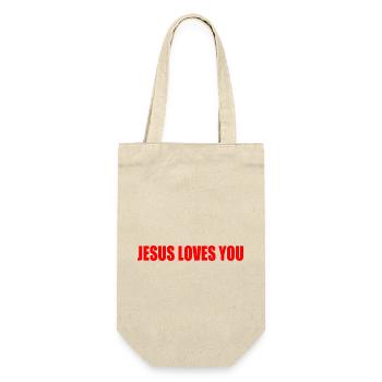 Jesus loves you - Geschenkbeutel für Flaschen - Natur - Vorne