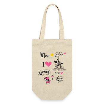 paris Little Girl Miss pink Herz Teenie Girl Pudel - Geschenkbeutel für Flaschen - Natur - Vorne
