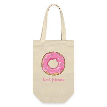 Donut Lieblingsessen süß naschen rosa zuckerguß lo - Geschenkbeutel für Flaschen - Natur - Vorne