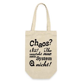 Chaos? Nö! - Fun, ADHS, Sprüche, Geschenk - Geschenkbeutel für Flaschen - Natur - Vorne