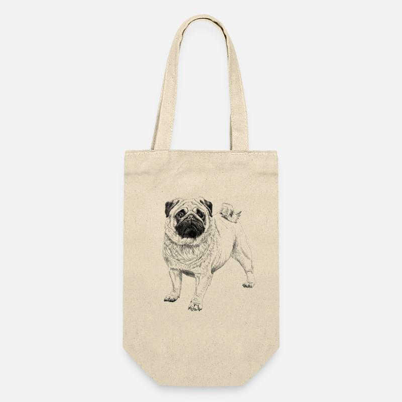Mops - Geschenkbeutel für Flaschen - Natur
