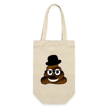 poop hat glasses beard nerd geek humor joke fun shit - Gift Bag for Bottles - nature - Front