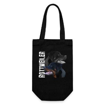 Rottweiler Wachhund Kampfhund Hundebesitzer Hunde - Geschenkbeutel für Flaschen - Schwarz - Vorne