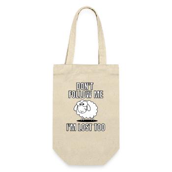 Schaf Lamm Funny Text Dont Follow Me I Am Lost Too - Geschenkbeutel für Flaschen - Natur - Vorne