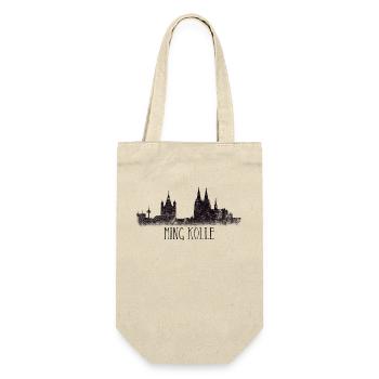 Mein Köln Skyline Ming Kölle Kölner Dom am Rhein - Geschenkbeutel für Flaschen - Natur - Vorne