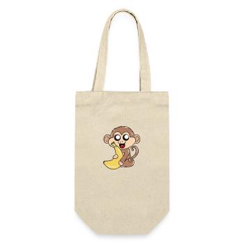 Affe - Geschenkbeutel für Flaschen - Natur - Vorne