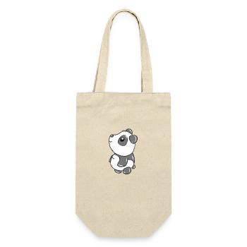 Panda - Geschenkbeutel für Flaschen - Natur - Vorne
