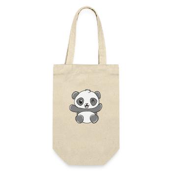 Panda - Geschenkbeutel für Flaschen - Natur - Vorne