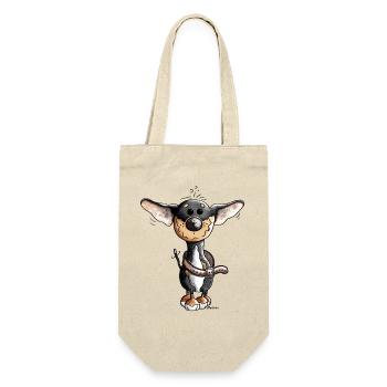 Fröhlicher Chihuahua - Hund - Geschenkbeutel für Flaschen - Natur - Vorne