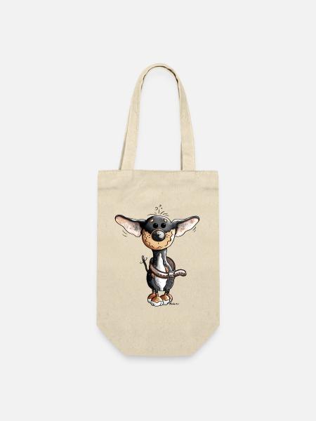 Fröhlicher Chihuahua - Hund - Geschenkbeutel für Flaschen - Natur
