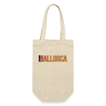 Mallorca Streifen-Schriftzug - Geschenkbeutel für Flaschen - Natur - Vorne