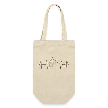BERG Design mit EKG-Linie - T-Shirt für Abenteurer - Geschenkbeutel für Flaschen - Natur - Vorne
