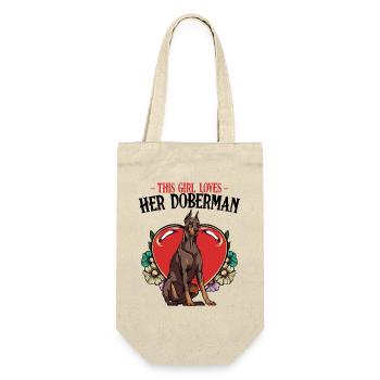 Dobermann Herz Tattoo Stil - Geschenkbeutel für Flaschen - Natur - Vorne