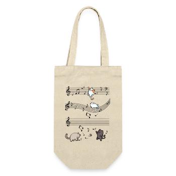 Tanzende Katzen auf Schwarz - Geschenkbeutel für Flaschen - Natur - Vorne