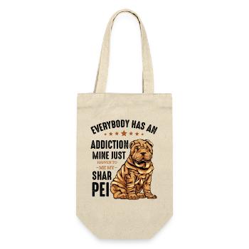 Bulldogge mit Sternen und Text Shar Pei - Geschenkbeutel für Flaschen - Natur - Vorne