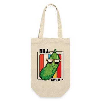 Gurke mit Sonnenbrille – Cartoon Pickle - Geschenkbeutel für Flaschen - Natur - Vorne