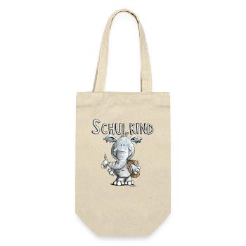 Schulkind Elefant I Einschulung Geschenk - Geschenkbeutel für Flaschen - Natur - Vorne