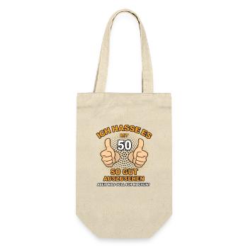 50. Geburtstag Mann Frau Jahrgang 1976 - Geschenkbeutel für Flaschen - Natur - Vorne