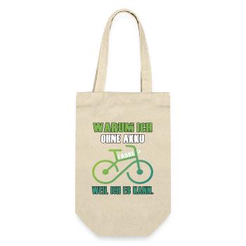 Humorvolles Fahrrad-Motiv ohne Akku - Geschenkbeutel für Flaschen - Natur - Vorne