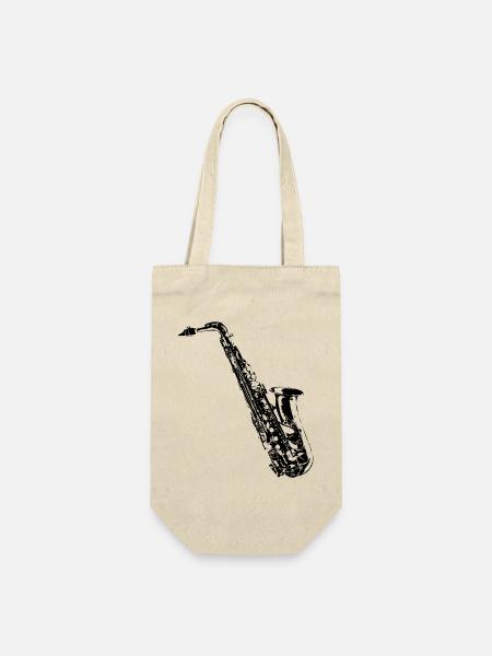 Saxophon - Musik - Orchester - Music is life - Geschenkbeutel für Flaschen - Natur