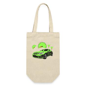 Car Tuning Tacho Auto Automobil Raser PS Rally - Geschenkbeutel für Flaschen - Natur - Vorne