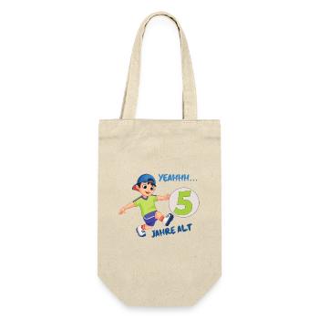 Kindergeburtstagsdesign mit Zahl 5 - Geschenkbeutel für Flaschen - Natur - Vorne