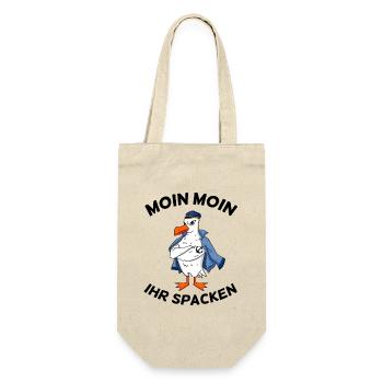 Moin Moin Ihr Spacken Seemöwe Anker Tattoo - Geschenkbeutel für Flaschen - Natur - Vorne