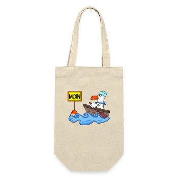 Moin Seemann Möwe Seemöwe Boot - Geschenkbeutel für Flaschen - Natur - Vorne
