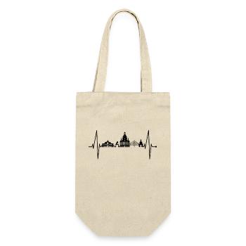 Dresden Skyline Herzschlag Dresdner Herz Liebe Fan - Geschenkbeutel für Flaschen - Natur - Vorne
