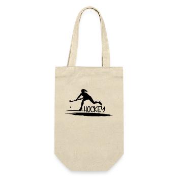 Feldhockey cooles Geschenk für Spielerinnen - Geschenkbeutel für Flaschen - Natur - Vorne
