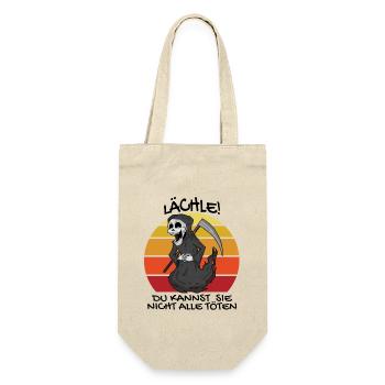 Sensenmann Retro Spruch lustig - Geschenkbeutel für Flaschen - Natur - Vorne