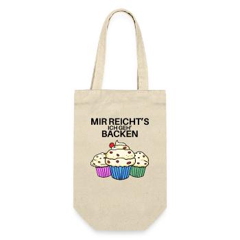 Mir reichts ich geh backen - Geschenkbeutel für Flaschen - Natur - Vorne