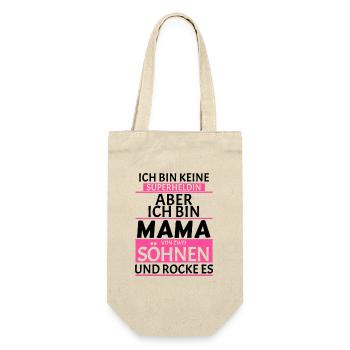 Superheldin Mama Zwei Söhne Spruch Geschenk - Geschenkbeutel für Flaschen - Natur - Vorne