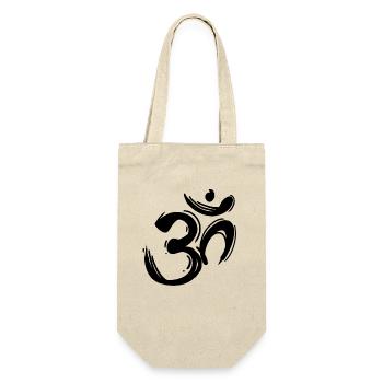 Om Zeichen schwarz - Geschenkbeutel für Flaschen - Natur - Vorne