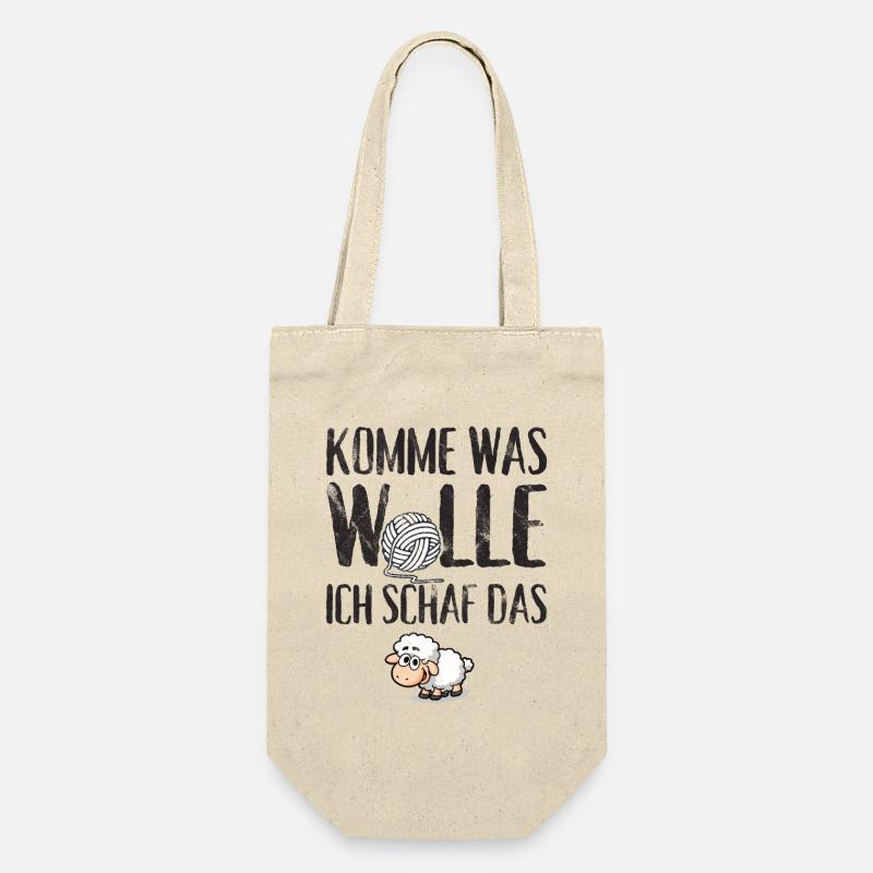 Komme was Wolle ich Schaf das - Geschenkbeutel für Flaschen - Natur