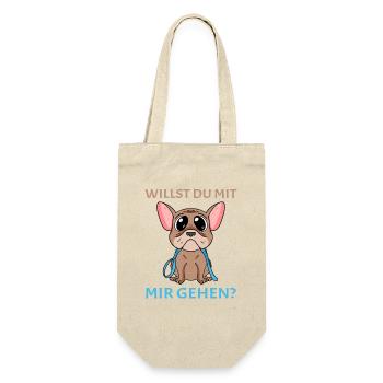 Willst du mit mir(Gassi) gehen? - Geschenkbeutel für Flaschen - Natur - Vorne
