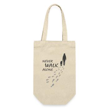 Hund - NEVER WALK ALONE, Hundeliebhaber, Gassi - Geschenkbeutel für Flaschen - Natur - Vorne