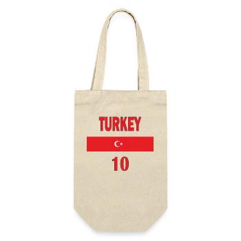 Türkische Fußballmannschaft Nummer zehn Sportgeschenk - Geschenkbeutel für Flaschen - Natur - Vorne