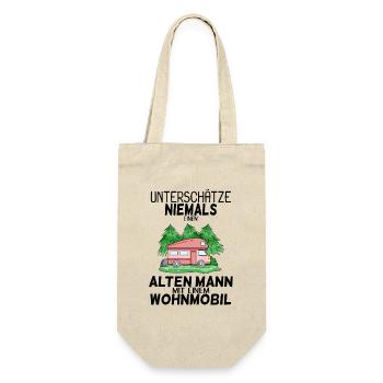 Alter Mann Wohnmobil - Geschenkbeutel für Flaschen - Natur - Vorne
