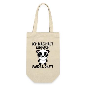 Ich mag Pandas - Geschenkbeutel für Flaschen - Natur - Vorne