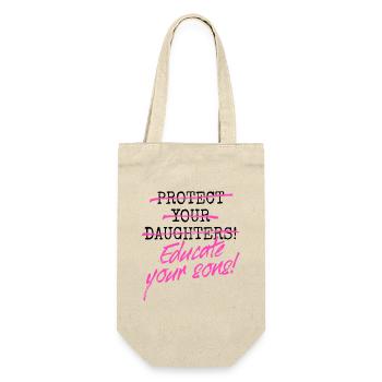 Protect Your Daughters Educate Your Sons Feminist - Gift Bag for Bottles - nature - Front