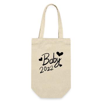 Baby 2022 - Neugeborenes 2022 Baby Geschenk - Geschenkbeutel für Flaschen - Natur - Vorne
