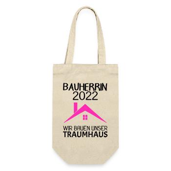 Bauherrin Hausbau Baustelle Richtfest 2022 - Geschenkbeutel für Flaschen - Natur - Vorne