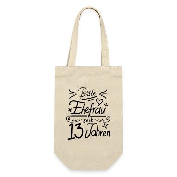 13 Hochzeitstag - Beste Ehefrau seit 13 Jahren - Geschenkbeutel für Flaschen - Natur - Vorne