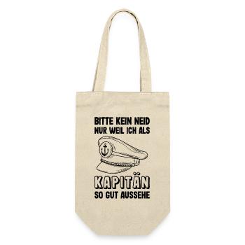Kapitän Mütze Käptn Bootsführerschein Schifffahrt - Geschenkbeutel für Flaschen - Natur - Vorne