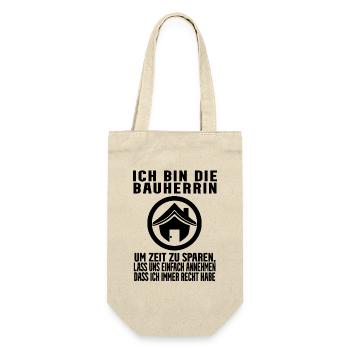 Bauherrin Hausbau Baustelle Richtfest - Geschenkbeutel für Flaschen - Natur - Vorne