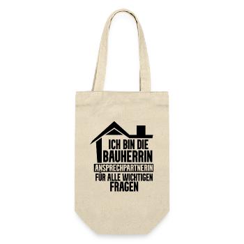 Bauherrin Hausbau - Geschenkbeutel für Flaschen - Natur - Vorne