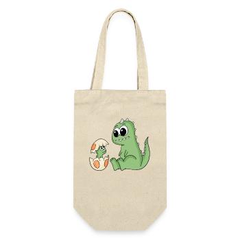 Dinosaurier mit Baby Dinosaurier - Geschenkbeutel für Flaschen - Natur - Vorne