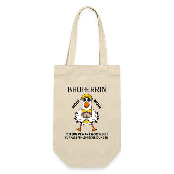 Bauherrin Hausbau Baustelle Richtfest - Geschenkbeutel für Flaschen - Natur - Vorne